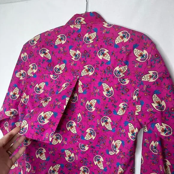 VTG Wrangler Frontier Series Women's Button Down Shirt Floral Western Pink Small - Picture 7 of 9